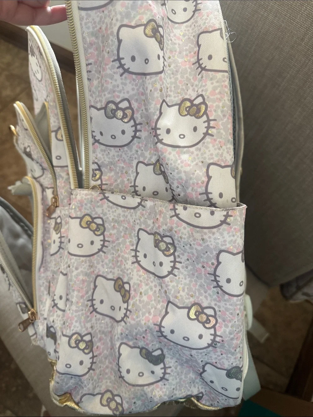 Pottery Barn Teen Hello Kitty Pink and Gold Backpack with Matching Lunch Box